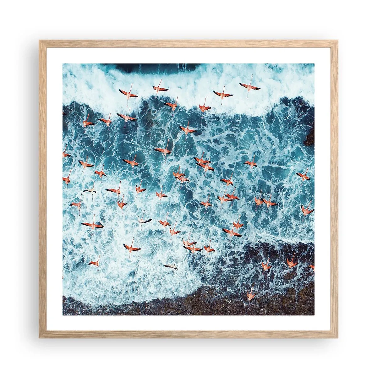 Plagát v ráme zo svetlého duba - Prímorský sprievod - 60x60 cm