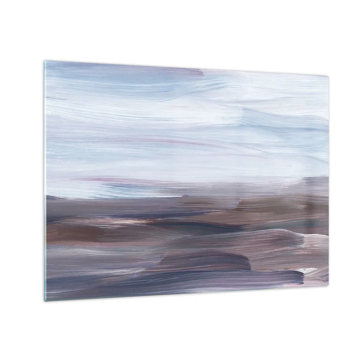 Obraz na skle - Horizontálne pruhy vody v odtieňoch modrej a hnedej v abstraktnom štýle - 70x50cm - Živly: voda - Moderná nástenná dekorácia do obývacej izby a spálne ARTTOR