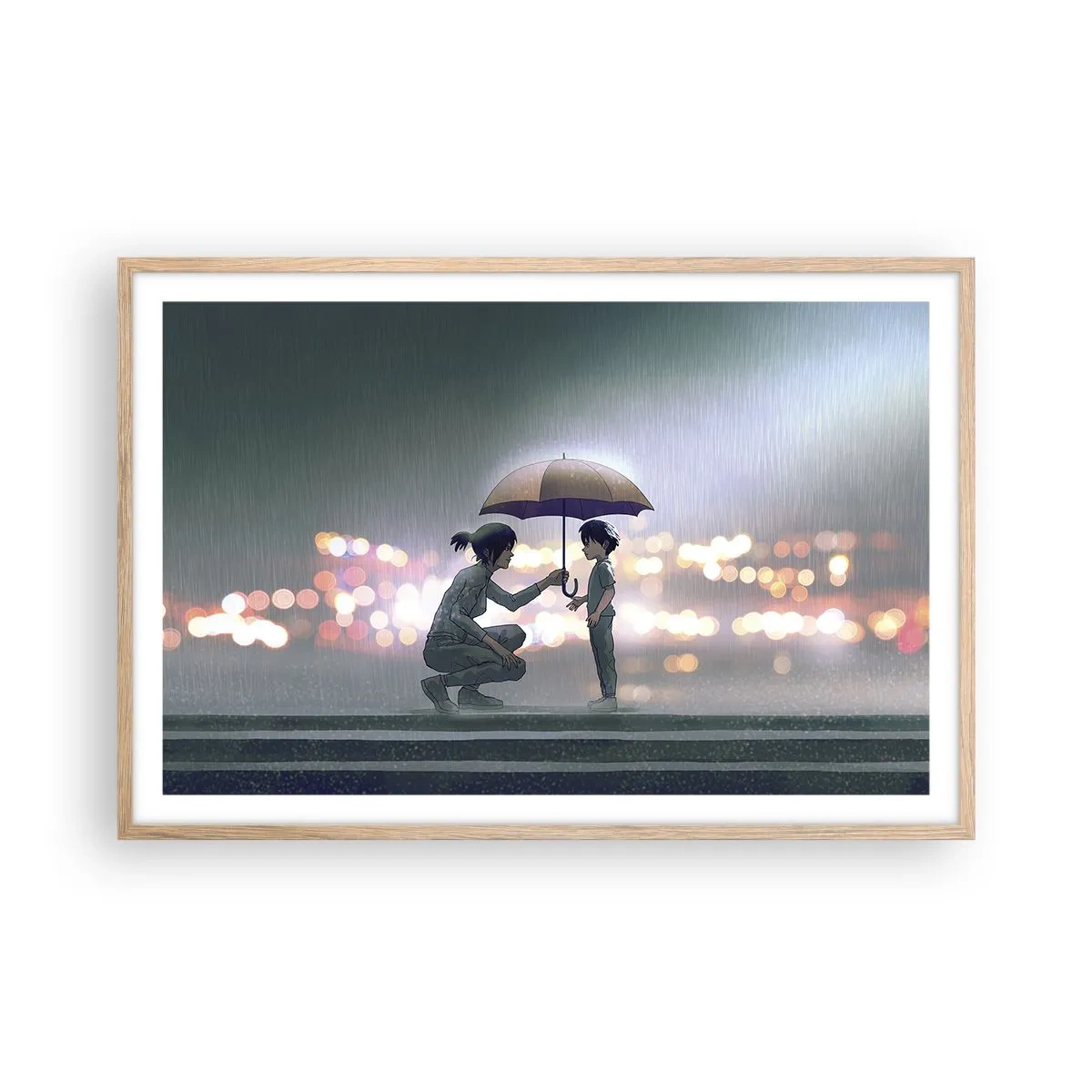 Plagát v ráme zo svetlého duba - A všetko je v poriadku - 91x61 cm
