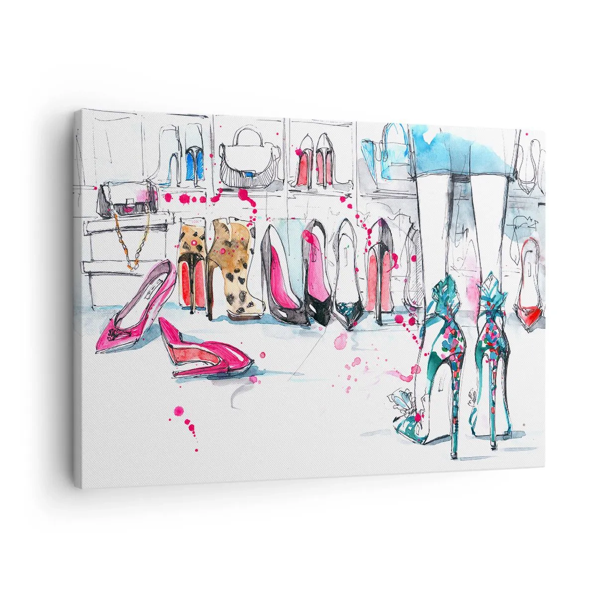 Obraz na plátne - Umelecká grafika s vysokými podpätkami a doplnkami - 70x50cm - Sezame, otvor sa - Moderná nástenná dekorácia do obývacej izby a spálne ARTTOR