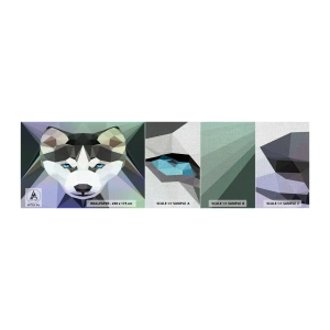Vzorka fototapety Premium Canvas - Spomienka na sneh na severe - Abstrakcia, Zvieratá, Wolf - 100x30 cm