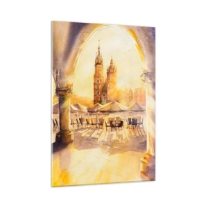 Obraz na skle - Východ slnka nad krakovským námestím - 50x70 cm