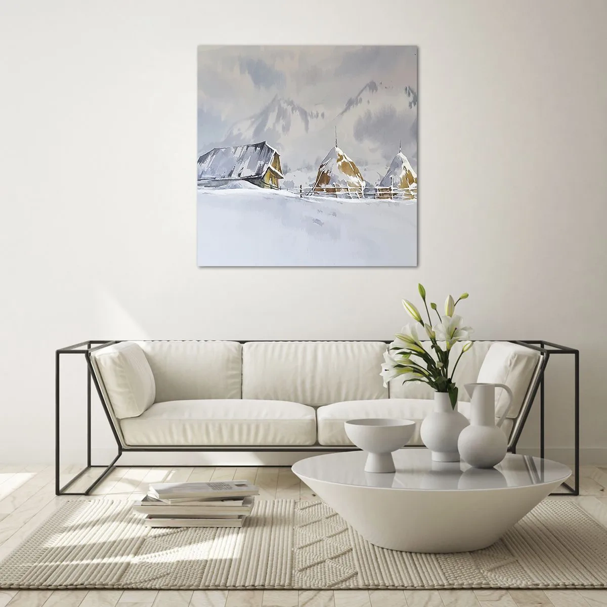 Obraz na skle - V zasneženom údolí - 60x60 cm