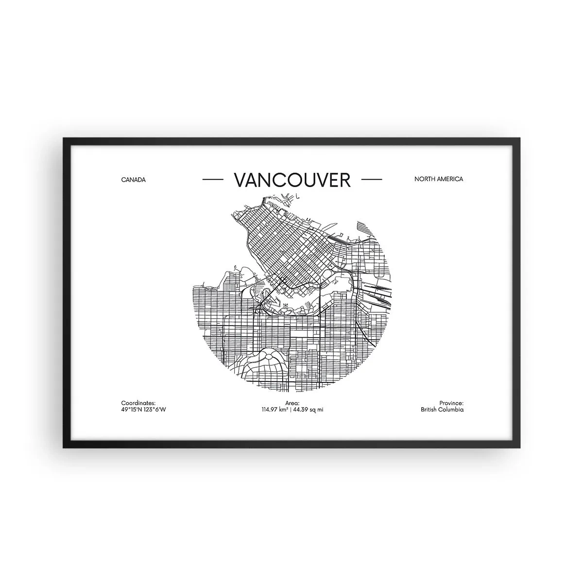 Plagát v čiernom ráme - Anatómia Vancouveru - 91x61 cm