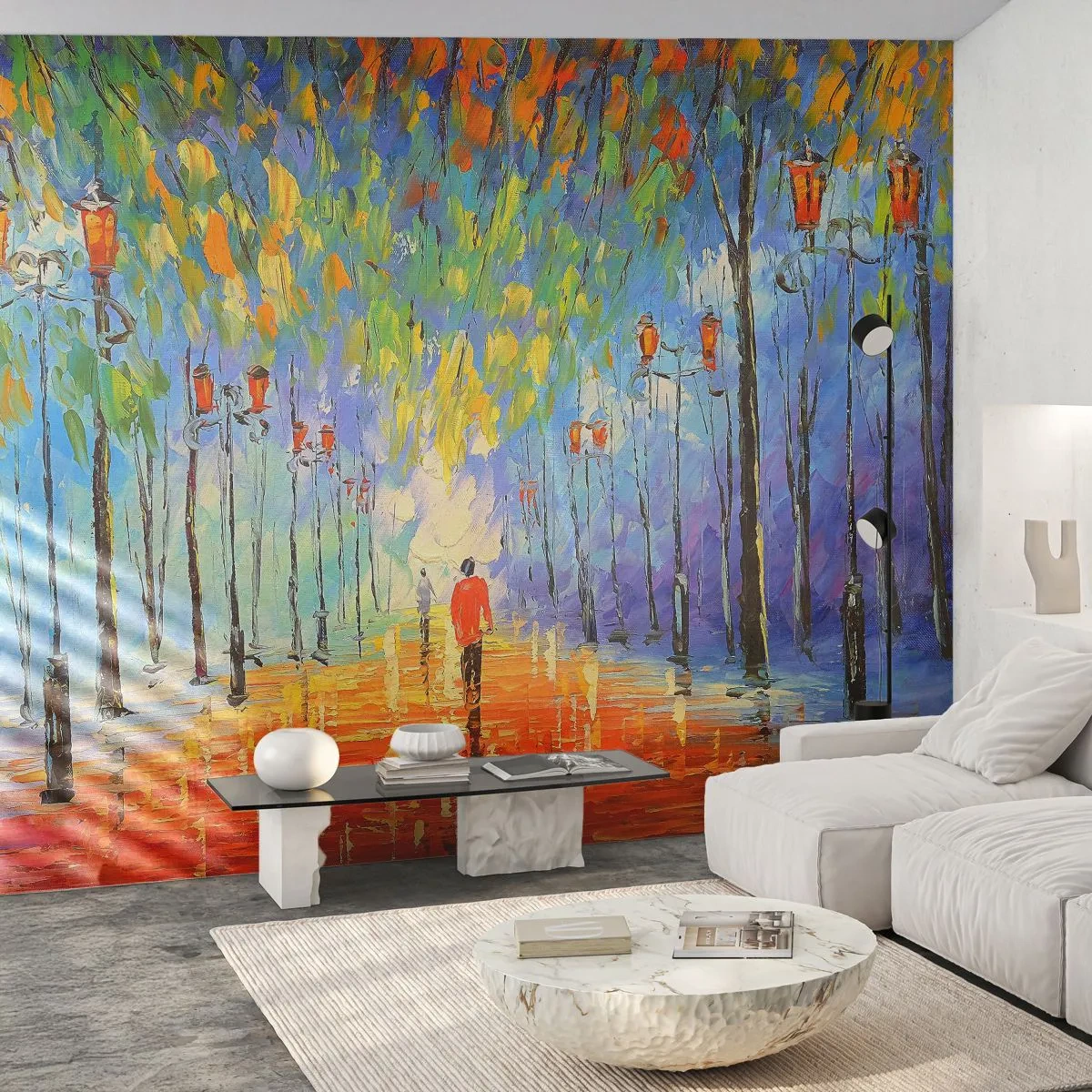 Fototapeta Premium Sand - Nočná pieseň dažďa - Park Avenue, Krajina, Stromy - 100x70 cm