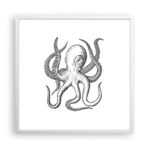 Plagát v bielom ráme - Tancujúca s vlnami - 60x60 cm