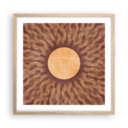 Plagát v ráme zo svetlého duba - Ikona slnka - 50x50 cm