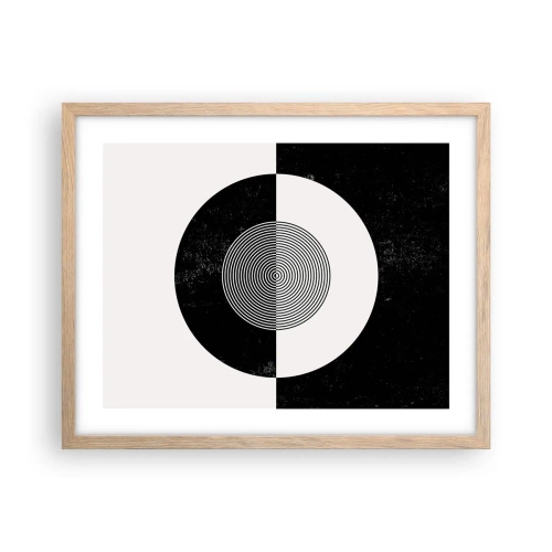 Plagát v ráme zo svetlého duba - Harmónia v čiernej a bielej - 50x40 cm