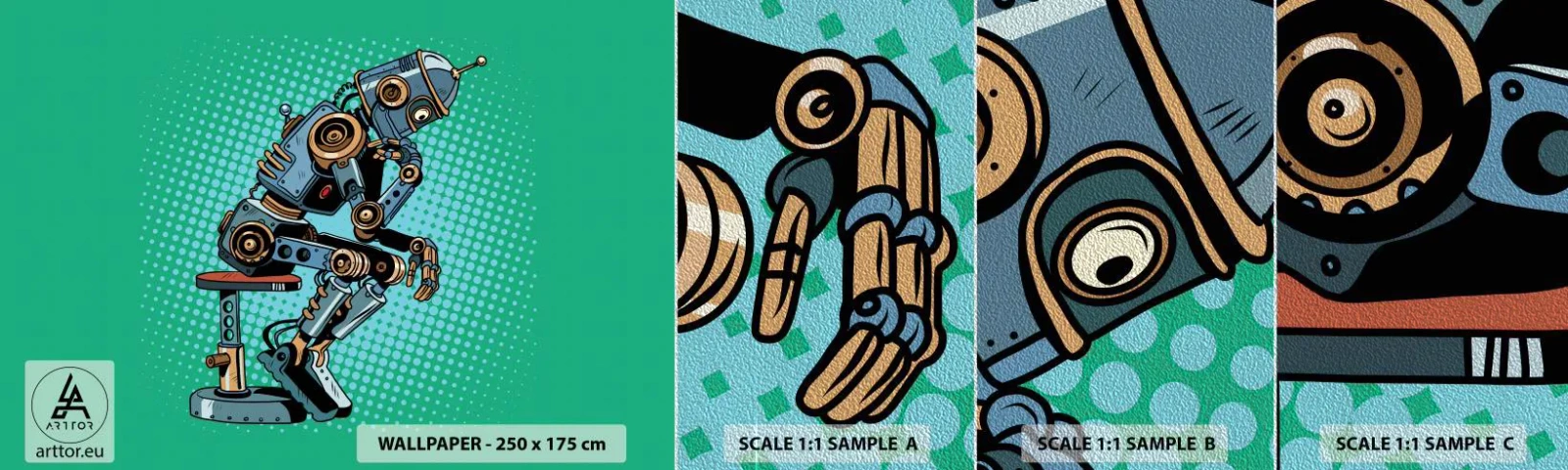 Vzorka fototapety Premium Sand - Nad podstatou bytia - Abstrakcia, Inteligentný robot, Pre deti - 100x30 cm