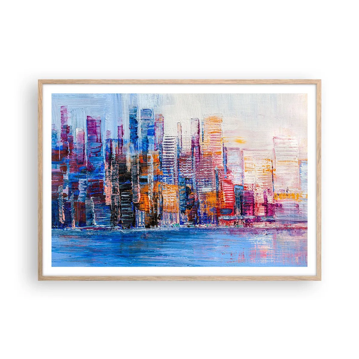 Plagát v ráme zo svetlého duba - Radostná metropola - 100x70 cm