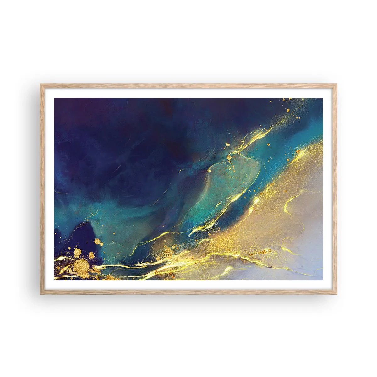 Plagát v ráme zo svetlého duba - Zlatý močiar - 100x70 cm