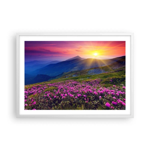 Plagát v bielom ráme - …A okolo vonia kosodrevina a voňajú byliny - 70x50 cm