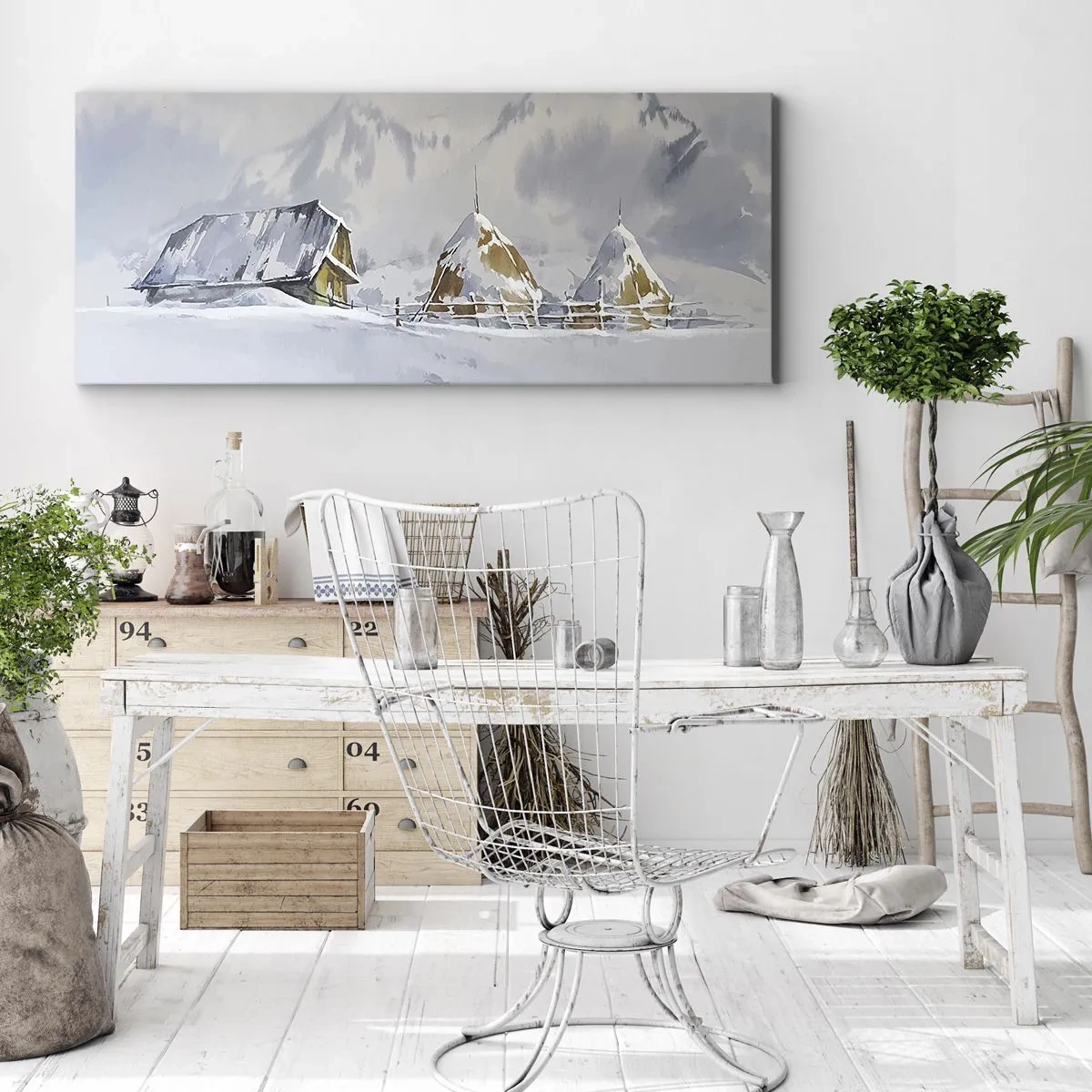 Obraz na plátne - V zasneženom údolí - 160x50 cm
