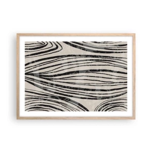 Plagát v ráme zo svetlého duba - Močiar s líniami - 70x50 cm