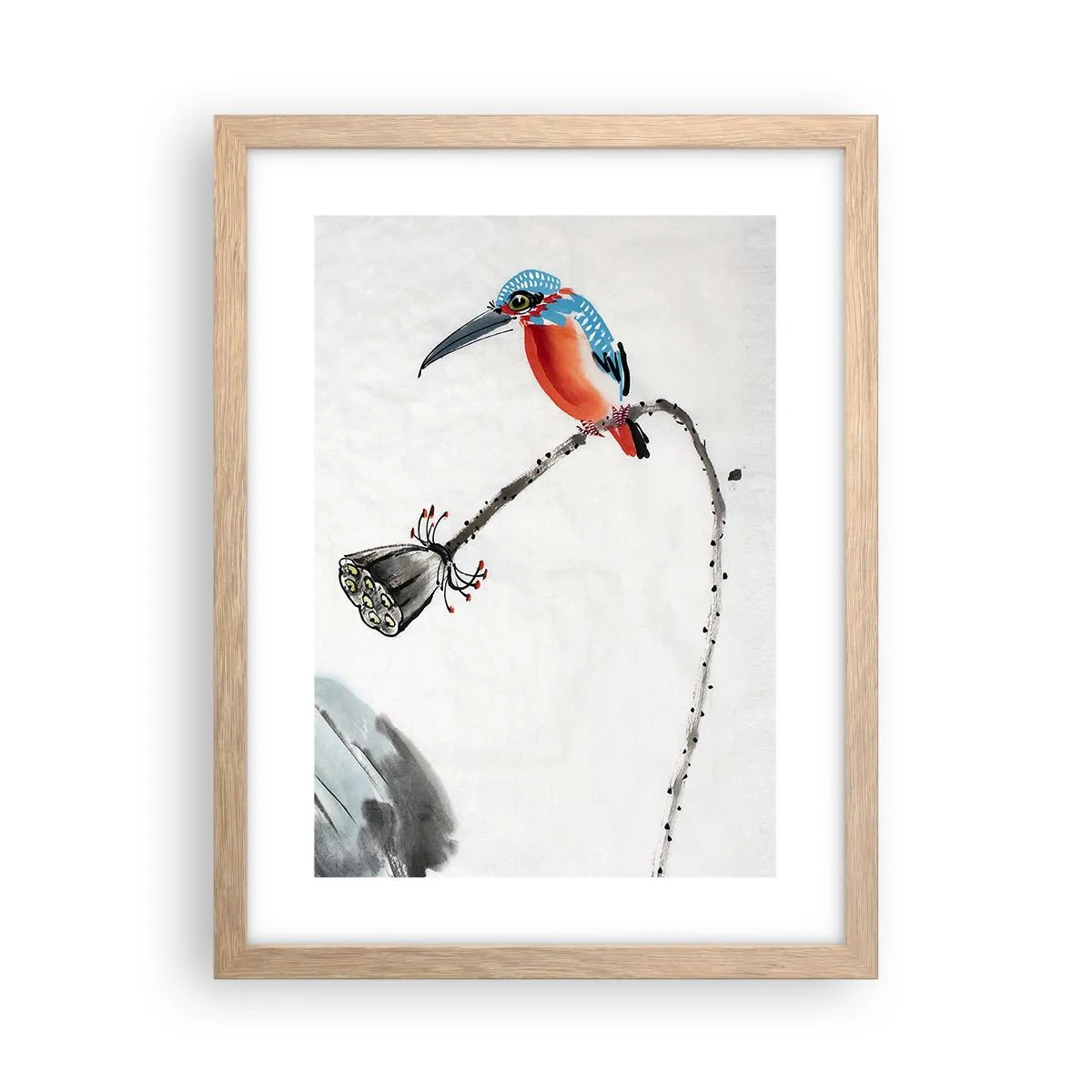 Plagát v ráme zo svetlého duba - Život lúky - 30x40 cm