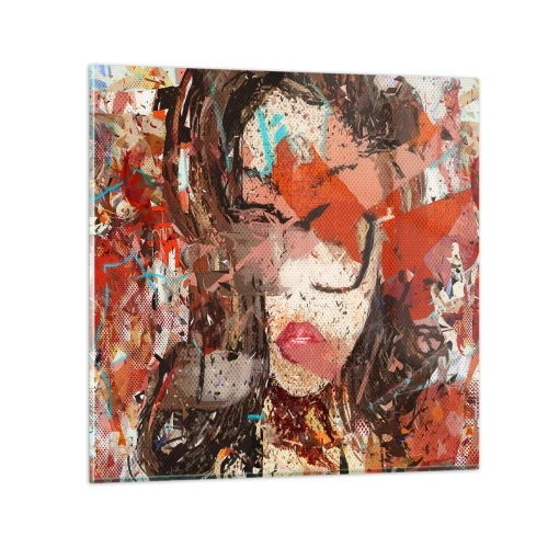 Obraz na skle - Aká si skutočne nikto nevie - 30x30 cm