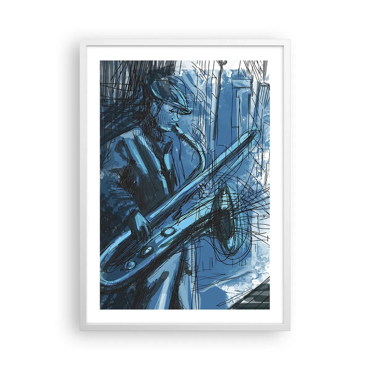 Plagát v bielom ráme - Mestská rapsódia - 50x70 cm