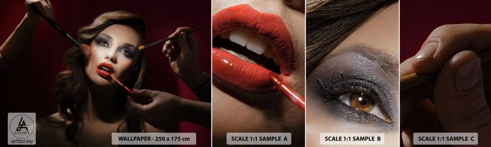 Vzorka samolepiacej fototapety Deluxe Sticker - Krásna zasnená - Žena, Makeup, Herečka - 100x30 cm