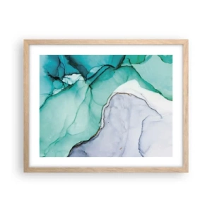 Plagát v ráme zo svetlého duba - Štúdia v tyrkysovej - 50x40 cm