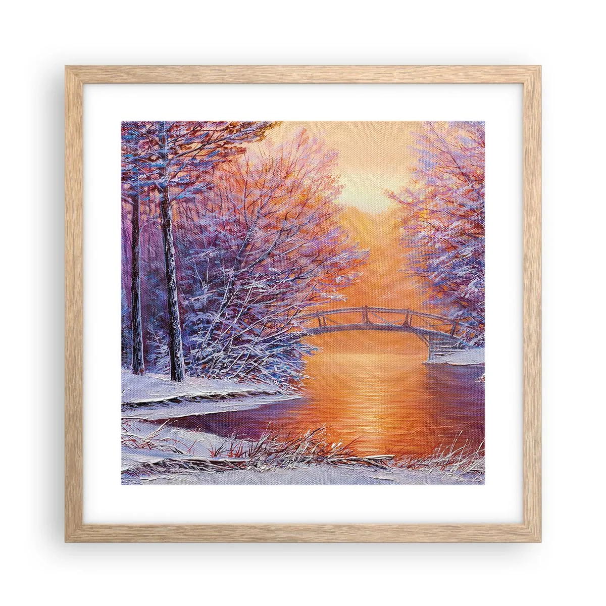 Plagát v ráme zo svetlého duba - Stretneme sa tu - 40x40 cm