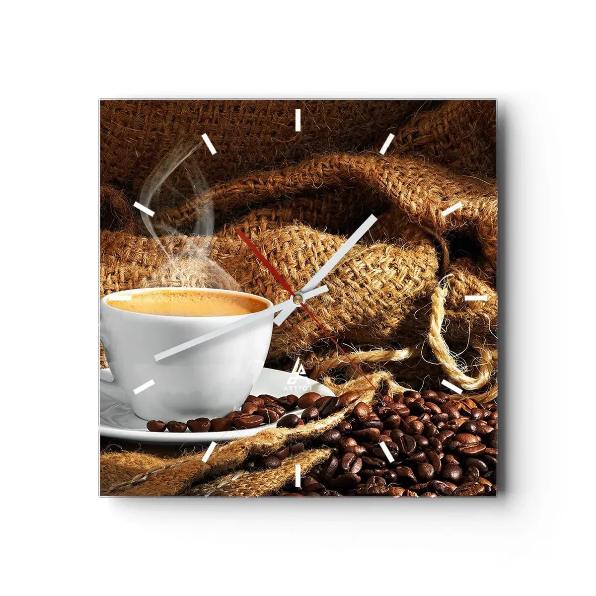 Nástenné hodiny - Vôňa moky a hustota medovej tekutiny - 40x40 cm