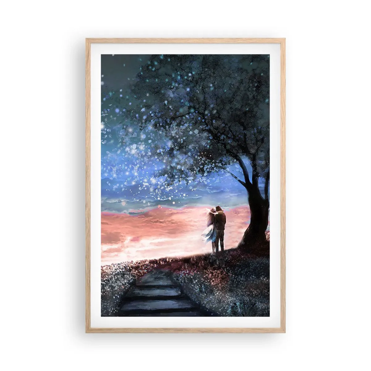 Plagát v ráme zo svetlého duba - Hviezdicovité predstavenie - 61x91 cm