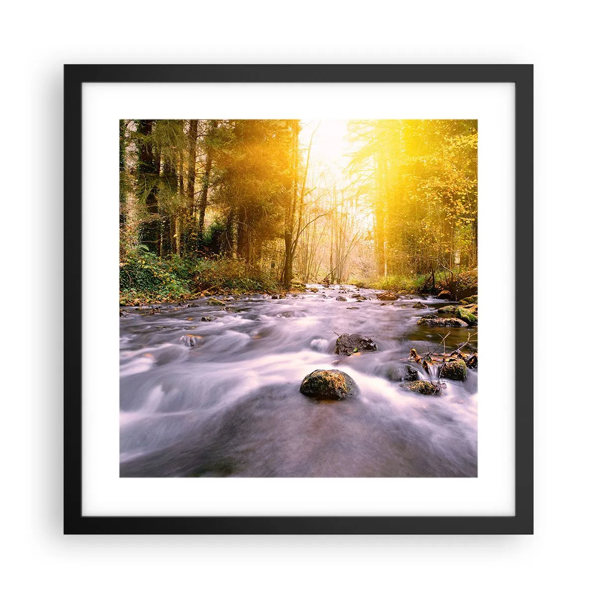 Plagát v čiernom ráme - Malachit v strieborno-zlatej podobe - 40x40 cm