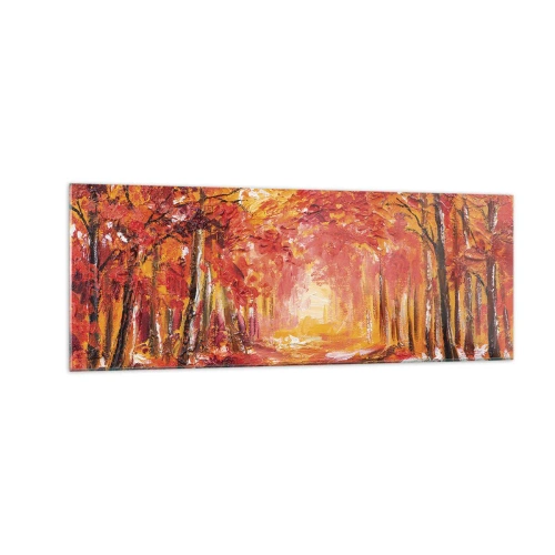 Obraz na skle - Medený les - 140x50 cm