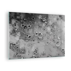 Obraz na skle - Abstraktný vzor pripomínajúci povrch mesiaca v odtieňoch sivej. - 70x50cm - Ako mesačná krajina - Moderná nástenná dekorácia do obývacej izby a spálne ARTTOR