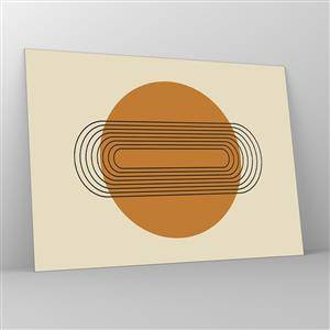 Obraz na skle - Geometrická abstrakcia s kruhmi a čiarami - 70x50cm - Dokonalý plán - Moderná nástenná dekorácia do obývacej izby a spálne ARTTOR