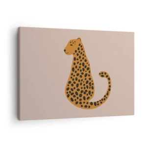 Obraz na plátne - Minimalistická kresba pantera na béžovom pozadí - 70x50cm - Leopardný vzor je v móde - Moderná nástenná dekorácia do obývacej izby a spálne ARTTOR