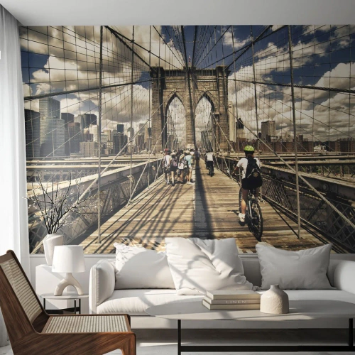 Samolepiaca Fototapeta Deluxe Sticker - Priamo do srdca mesta - Brooklynský most, New York, Mesto - 250x175 cm