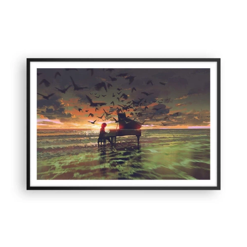 Plagát v čiernom ráme - Koncert na piano a vlny - 91x61 cm