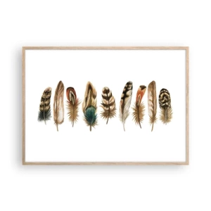 Plagát v ráme zo svetlého duba - Operená variácia - 100x70 cm