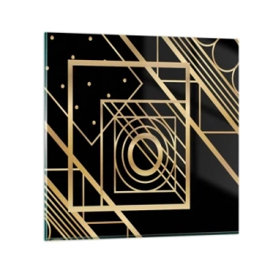 Obraz na skle - Zlatá geometria - 30x30 cm