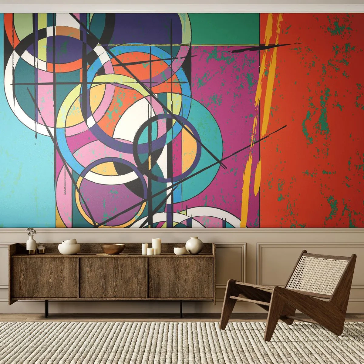 Fototapeta Standard Eco - Kruh za kruhom - Abstrakcia, Kus, Grafika - 150x105 cm