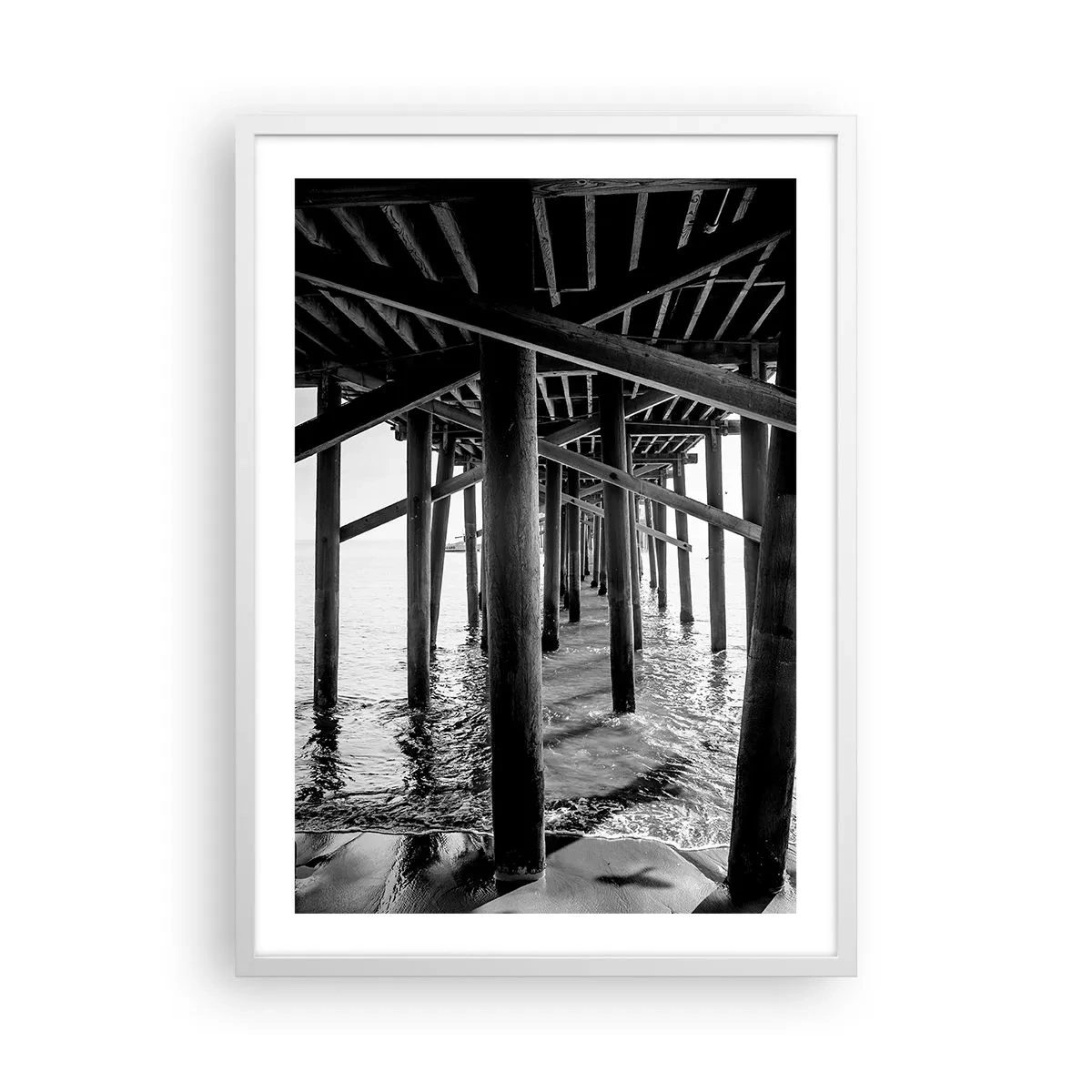 Plagát v bielom ráme - Úkryt na pláži - 50x70 cm