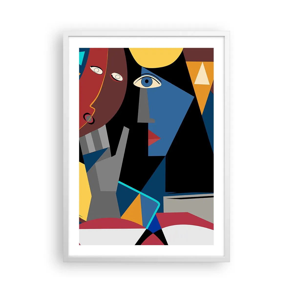 Plagát v bielom ráme - Konverzácia kubistov - 50x70 cm