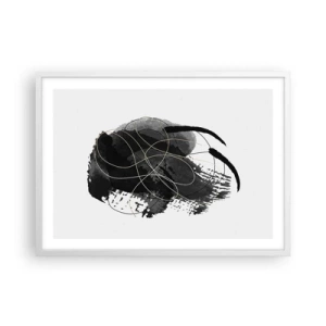 Plagát v bielom ráme - Upletené z čiernej - 70x50 cm