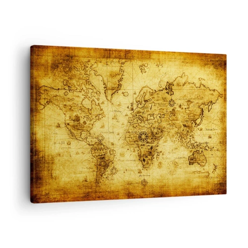 Obraz na plátne - Staroveká mapa sveta - 70x50cm - Tento svet je divný - Moderná nástenná dekorácia do obývacej izby a spálne ARTTOR