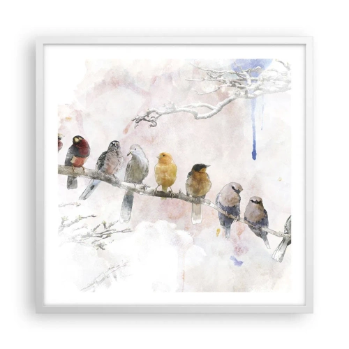 Plagát v bielom ráme - Okrídlené stretnutie - 60x60 cm