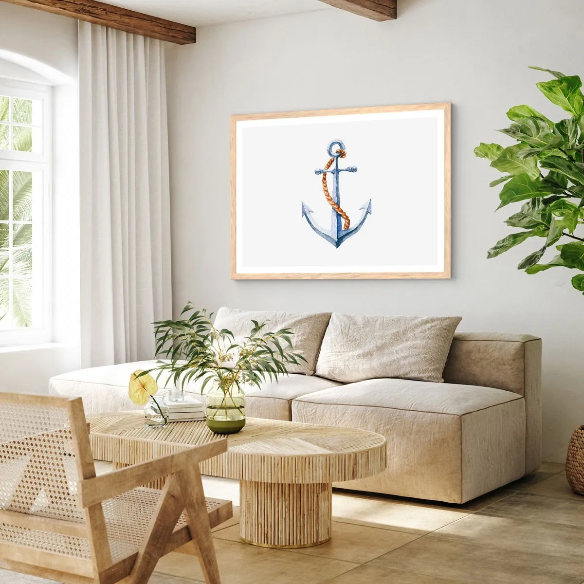 Plagát v ráme zo svetlého duba - Ahoj, dobrodružstvo! - 91x61 cm