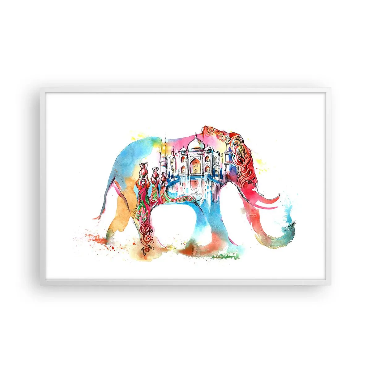 Plagát v bielom ráme - India - aura lásky - 91x61 cm