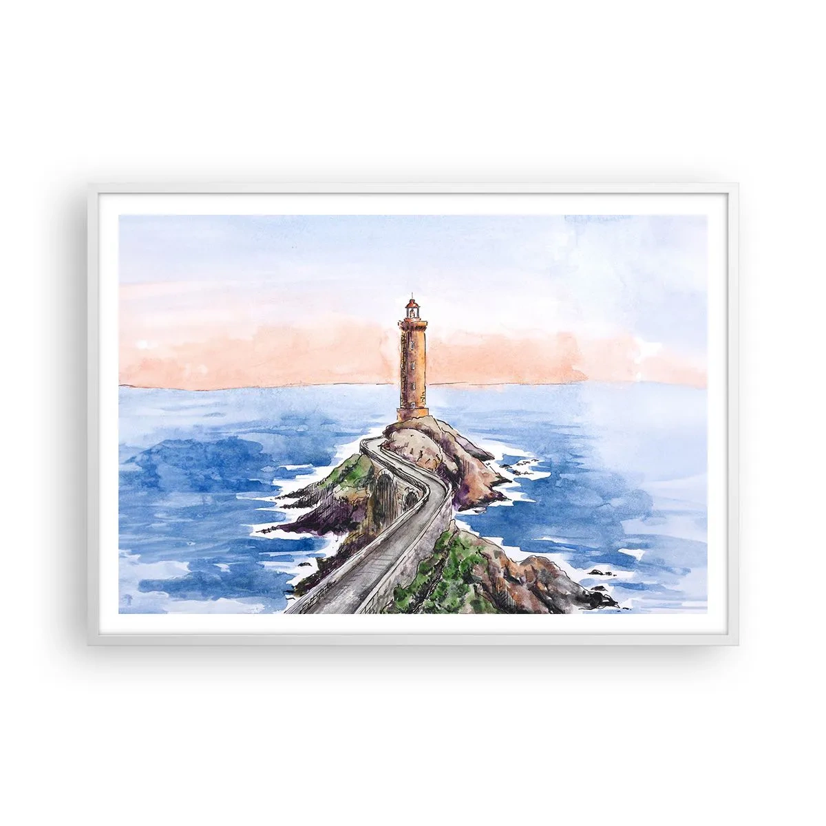 Plagát v bielom ráme - Tvárou v tvár moru - 100x70 cm