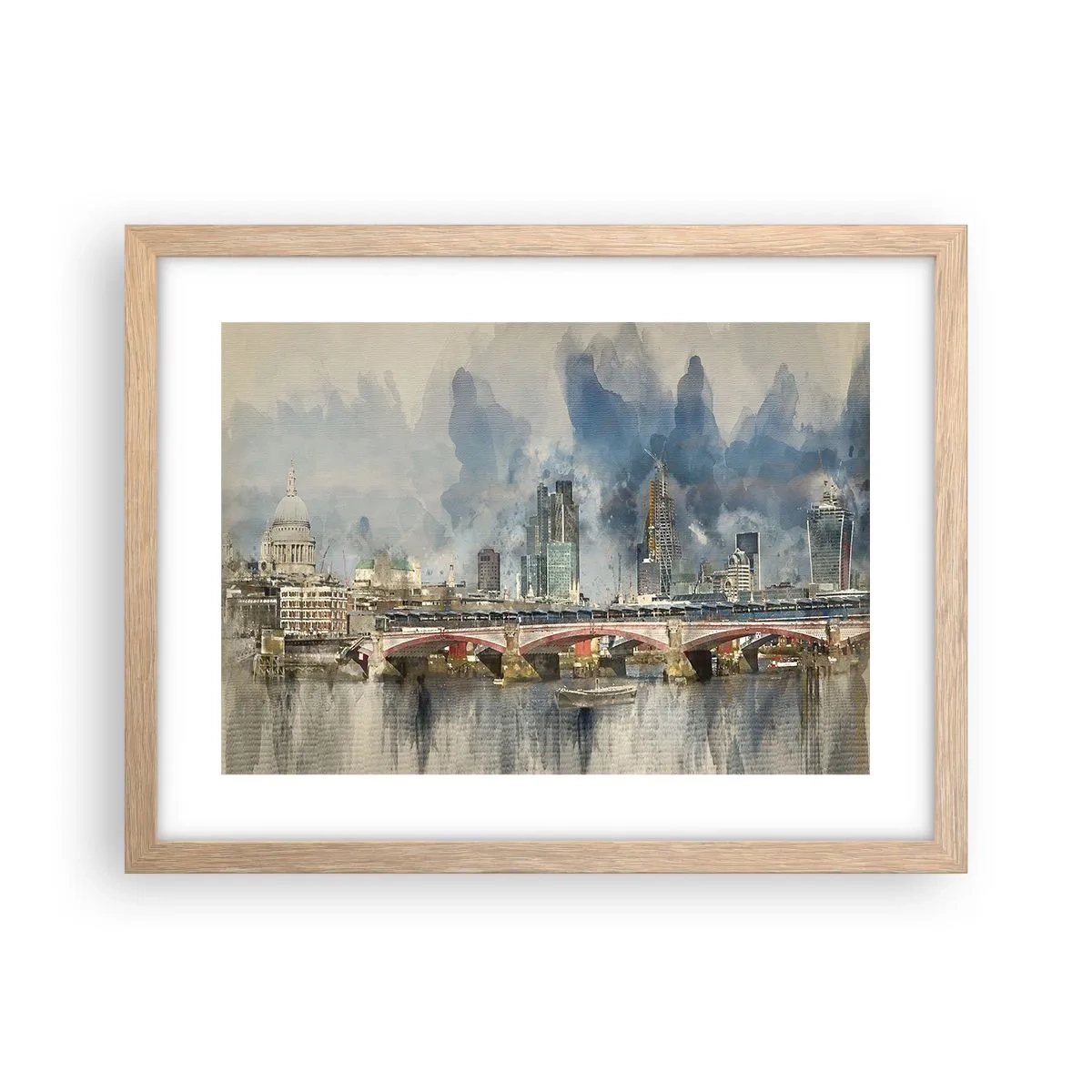 Plagát v ráme zo svetlého duba - Londýn v celej svojej kráse - 40x30 cm