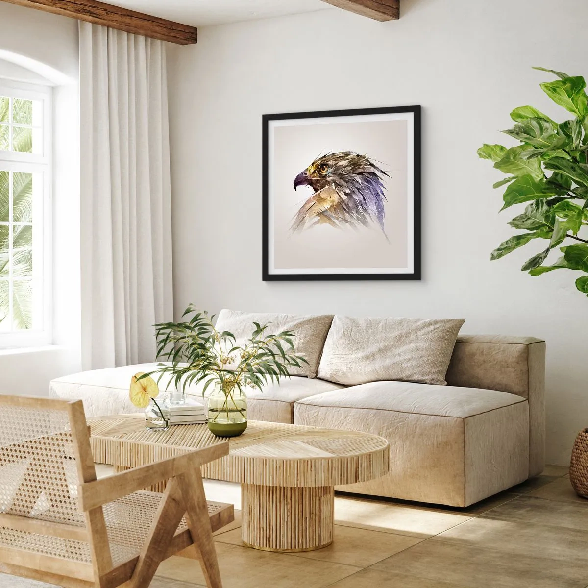 Plagát v čiernom ráme - Portrét bojovníka - 40x40 cm