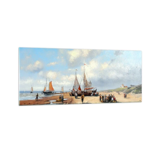 Obraz na skle - Po úspešnom rybolove - 100x40 cm
