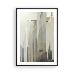 Plagát v čiernom ráme - Abstraktná architektúra v tlmených farbách - 50x70cm - Sen o meste - Moderná nástenná dekorácia do obývacej izby a spálne ARTTOR