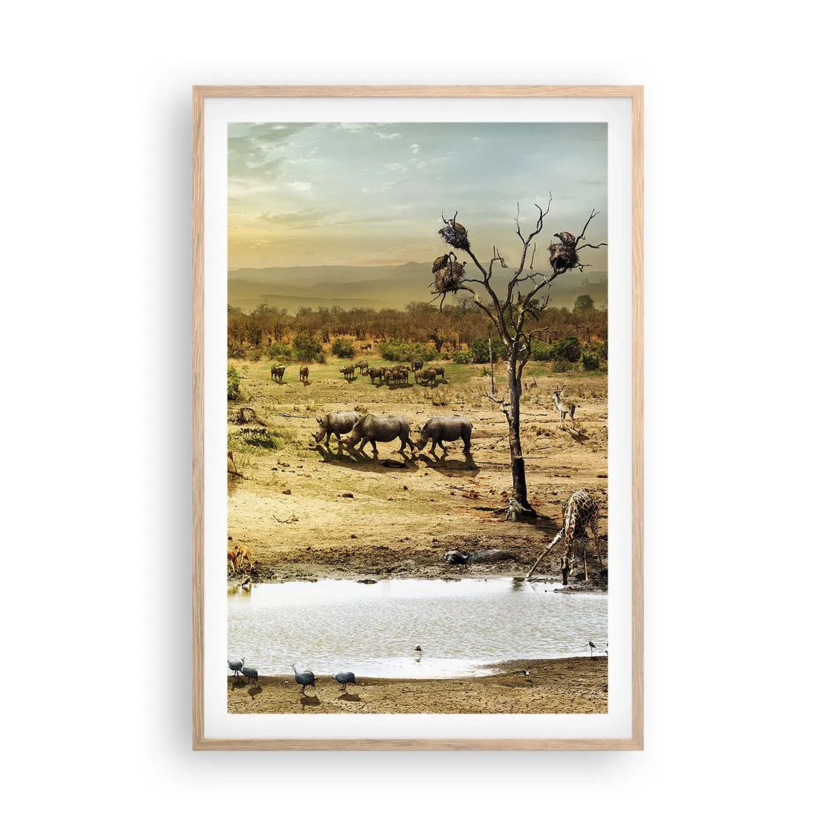 Plagát v ráme zo svetlého duba - „Z raja opäť pramenila rieka…“ - 61x91 cm