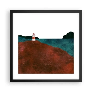 Plagát v čiernom ráme - Hľadiaca na more - 40x40 cm